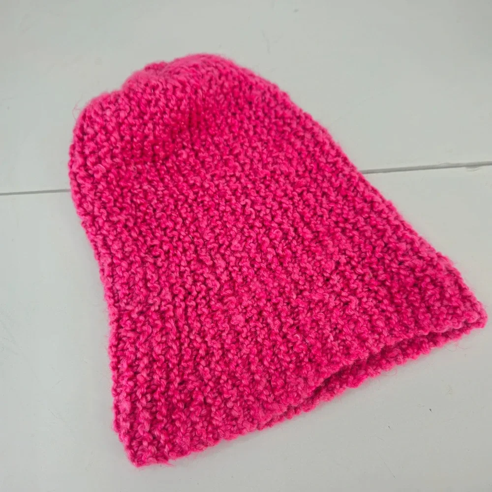 Handmade Soft Chunky Knit Slouchy Beanie Hat Bright Pink Unisex ‎ Crochet